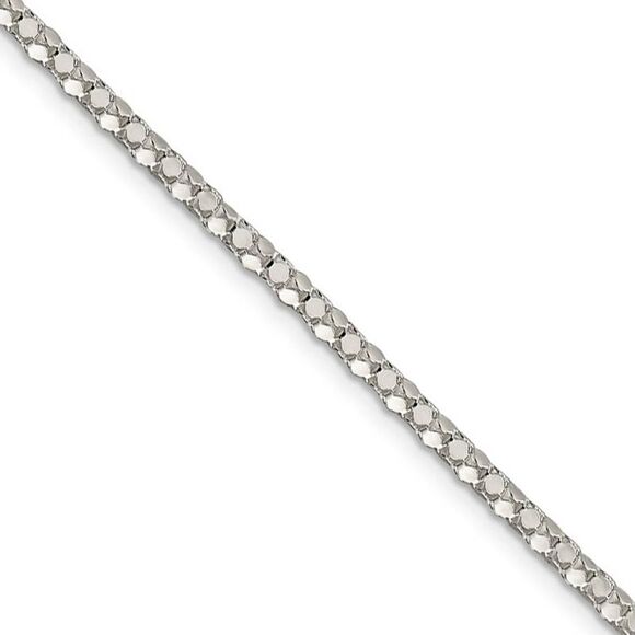 2.5mm Sterling Silver Solid Popcorn Mesh Chain Necklace, 24 Inch - Picture 1 of 8